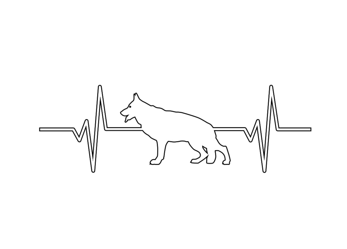 German Shepherd Dog EKG/Heartbeat Decal