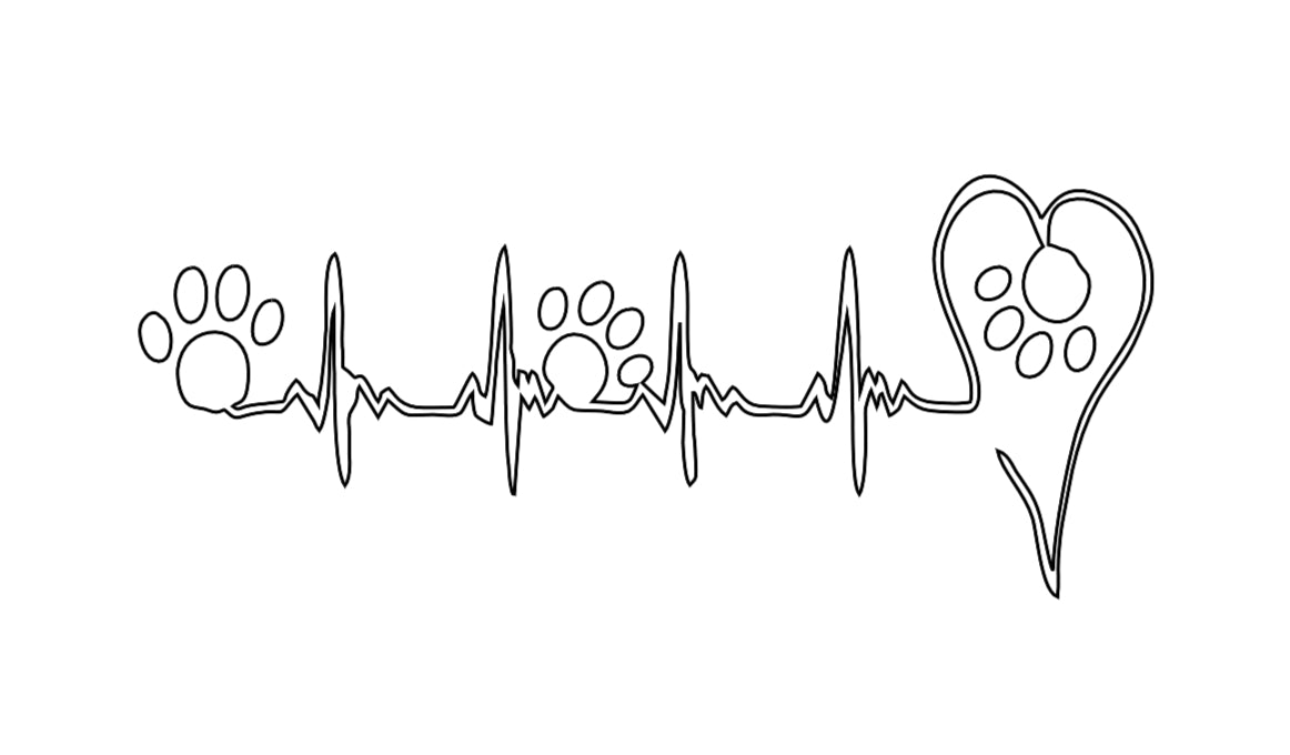 Heart and Paw EKG/Heartbeat Decal