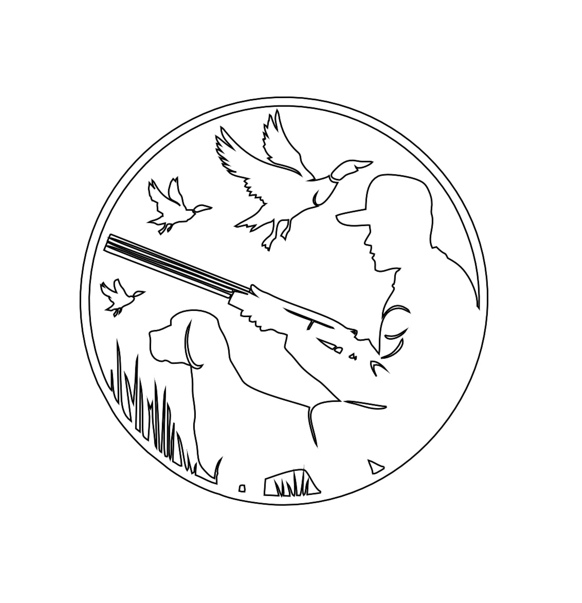 Hunter with Dog & Ducks Decal