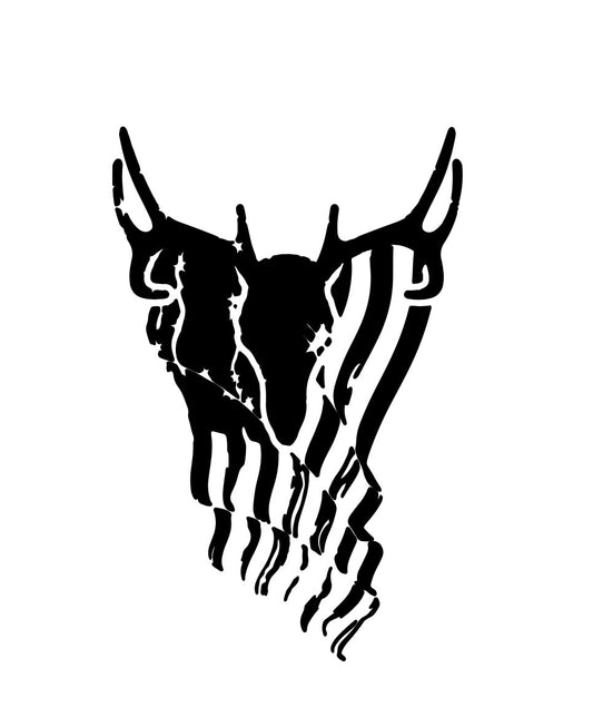Buck Skull Flag Decal