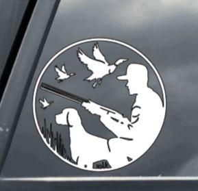 Hunter with Dog & Ducks Decal