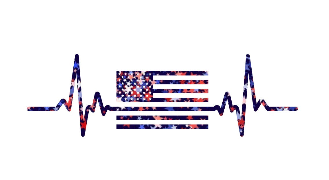 USA Flag EKG Decal