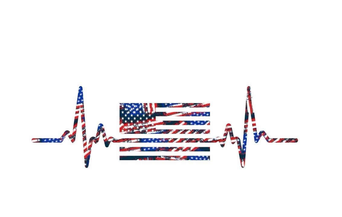 USA Flag EKG Decal