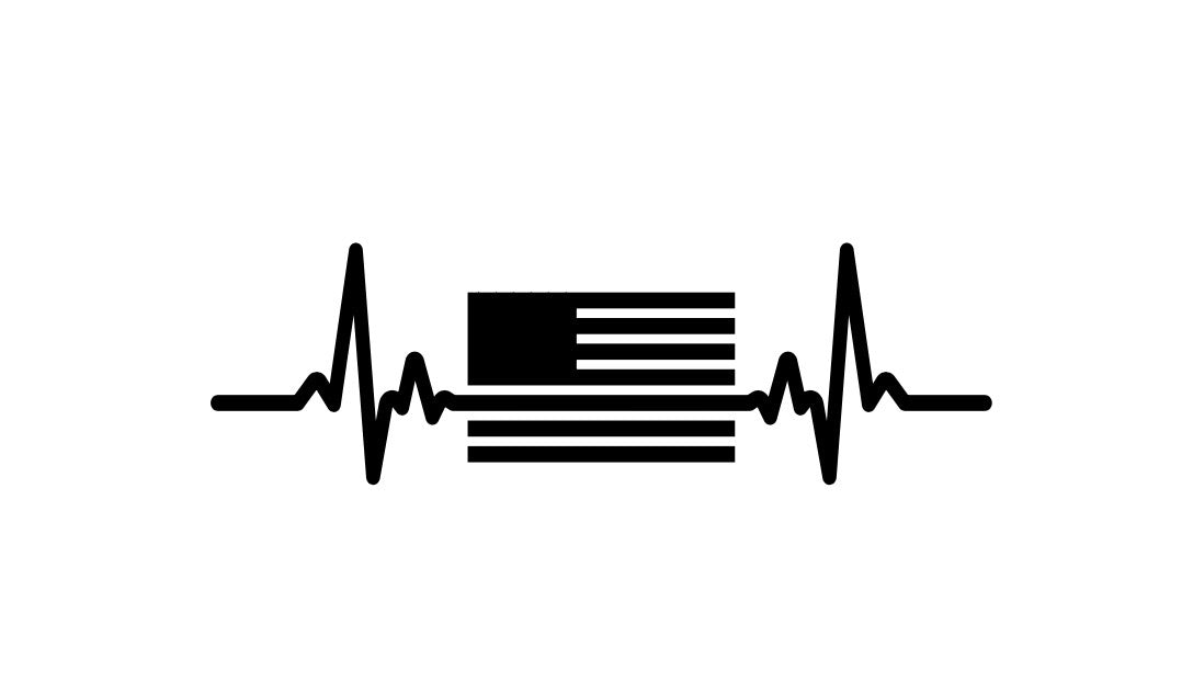 USA Flag EKG Decal