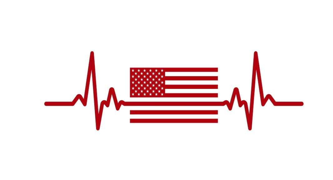 USA Flag EKG Decal