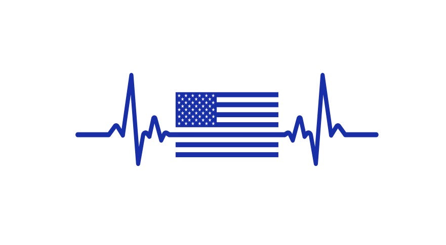 USA Flag EKG Decal