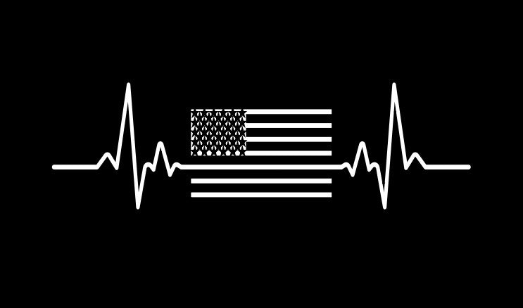 USA Flag EKG Decal