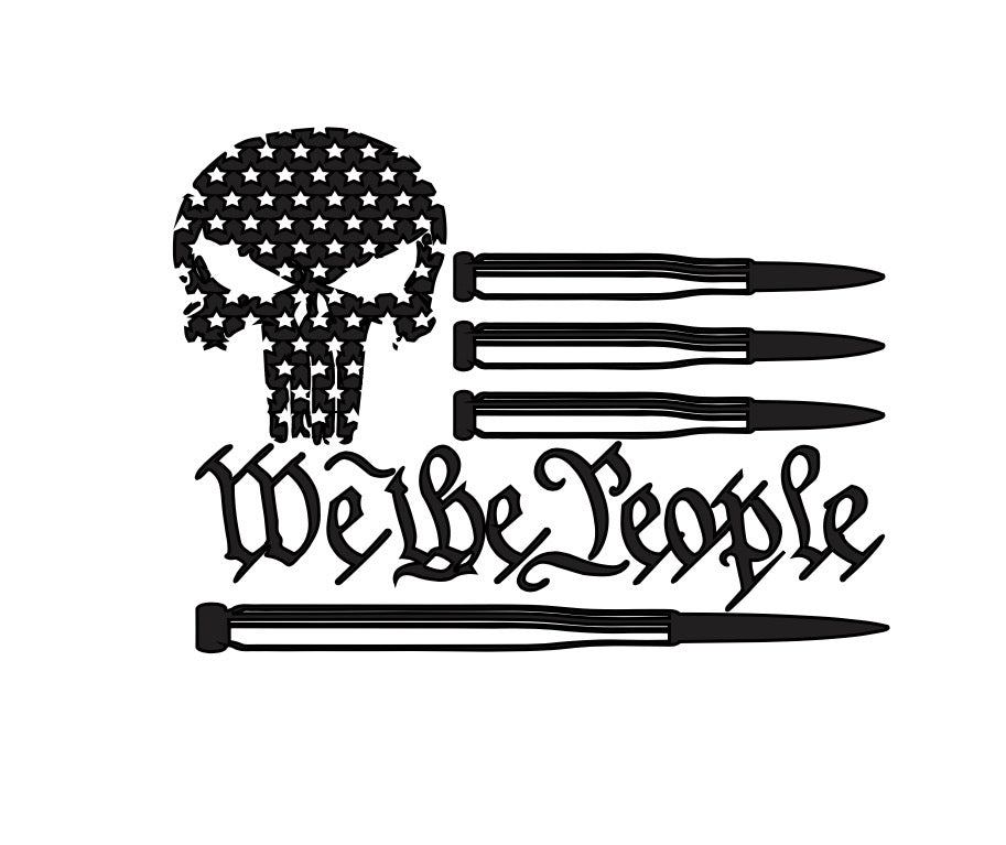 We The People Skull & Bullets Decal