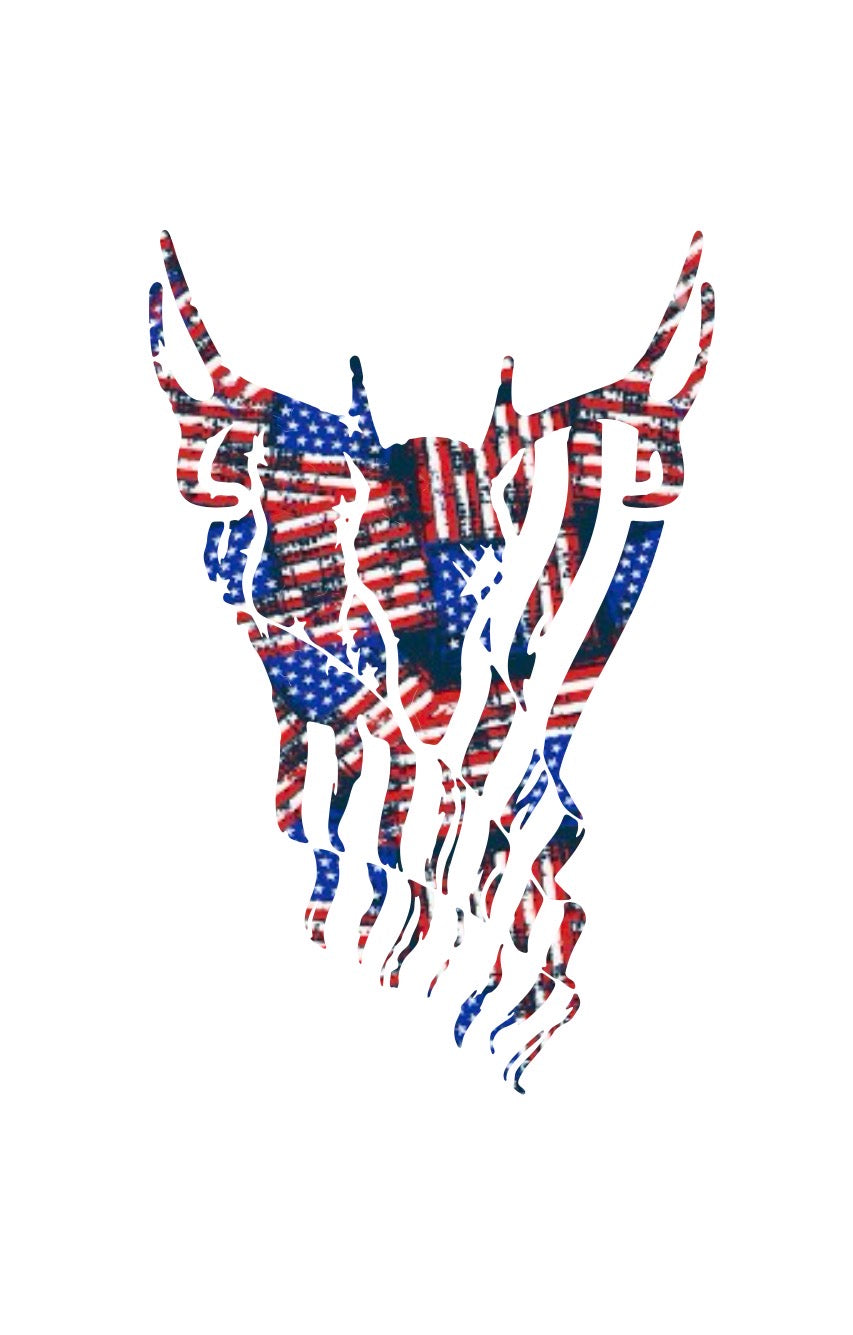 Buck Skull Flag Decal