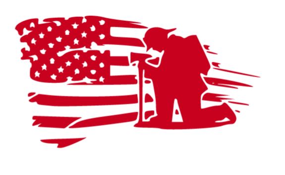 Kneeling Firefighter Flag Decal