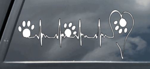 Heart and Paw EKG/Heartbeat Decal