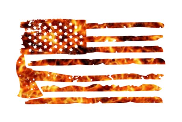 Firefighter Distressed Flag - Axe Decal